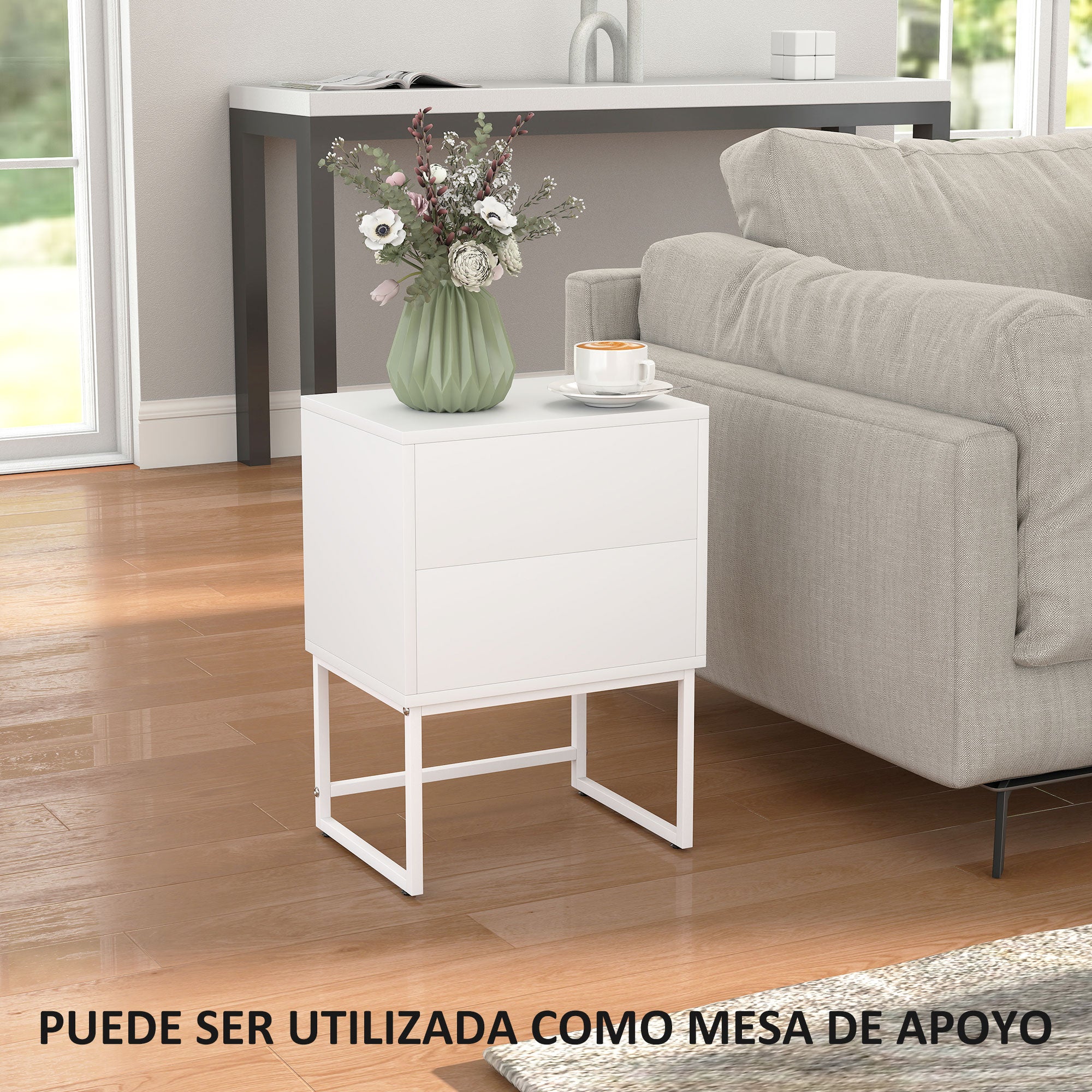 WHITE Pack de 2 MESITAS 40x30x55 cm Blanco | .