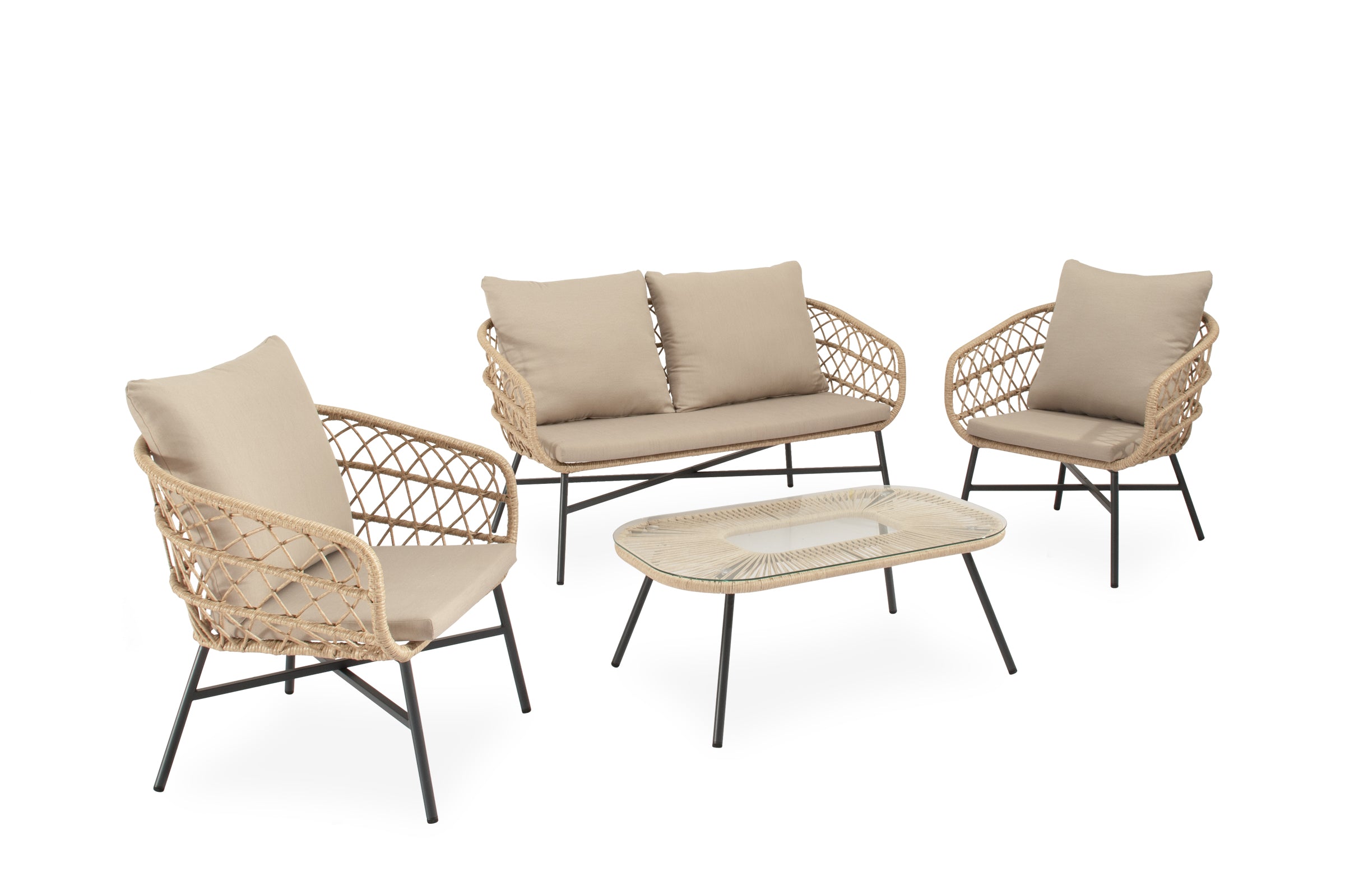 Set Perugia Sofa+Sillones+Mesa Centro Negro