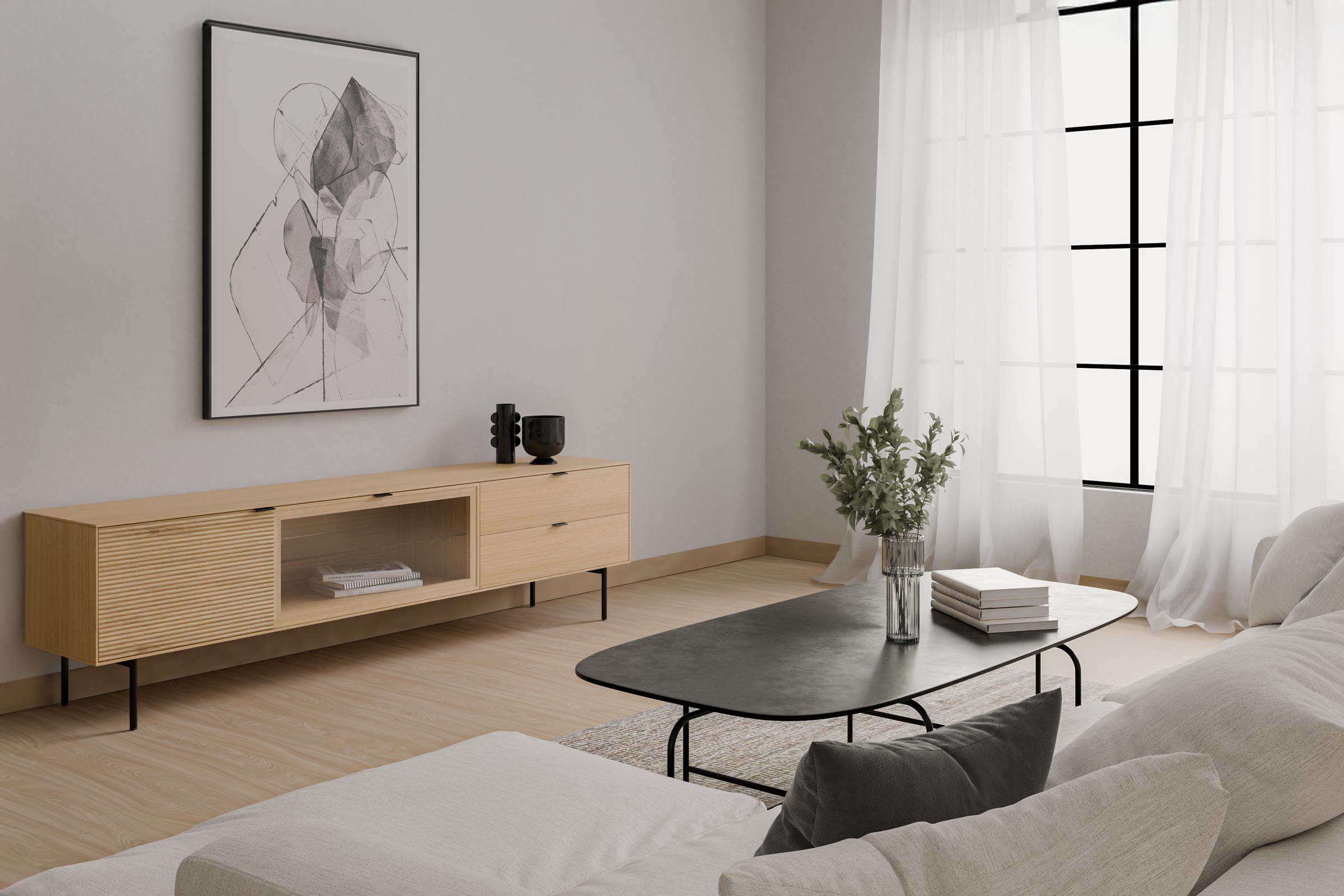 Mueble Tv 200 Ptas(Mad+Crst)+Caj.Tulsa