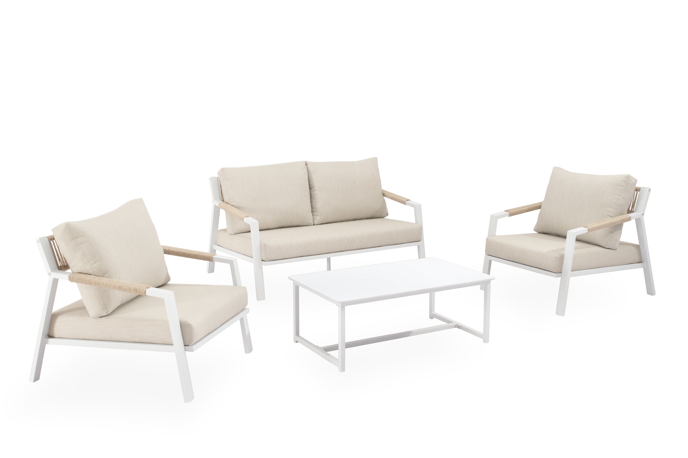 Set Muscat Sofa+Sillones+Mesa Centro Blanco