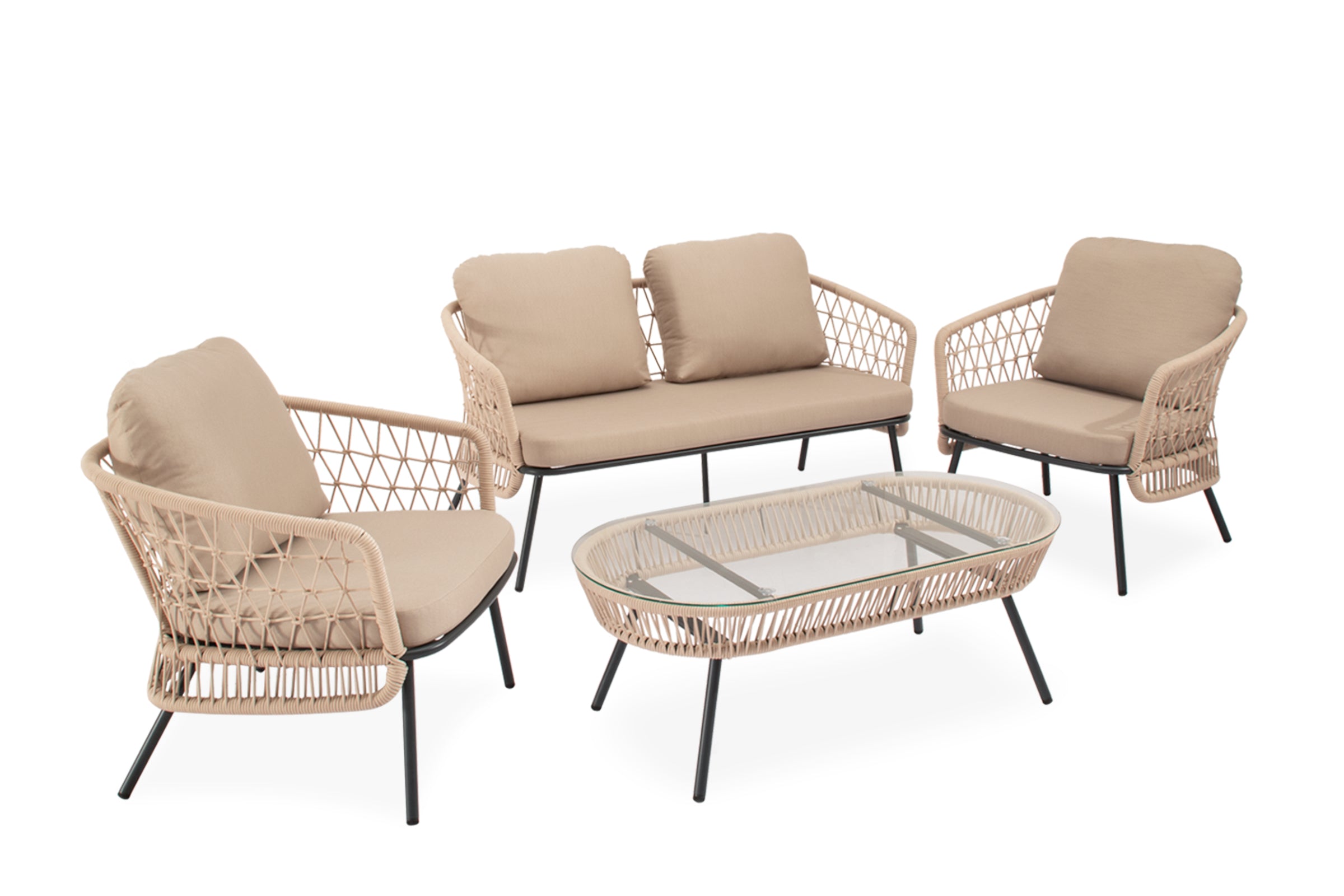 Set  Odesa Sofa+Sillones+Mesa Centro Negro