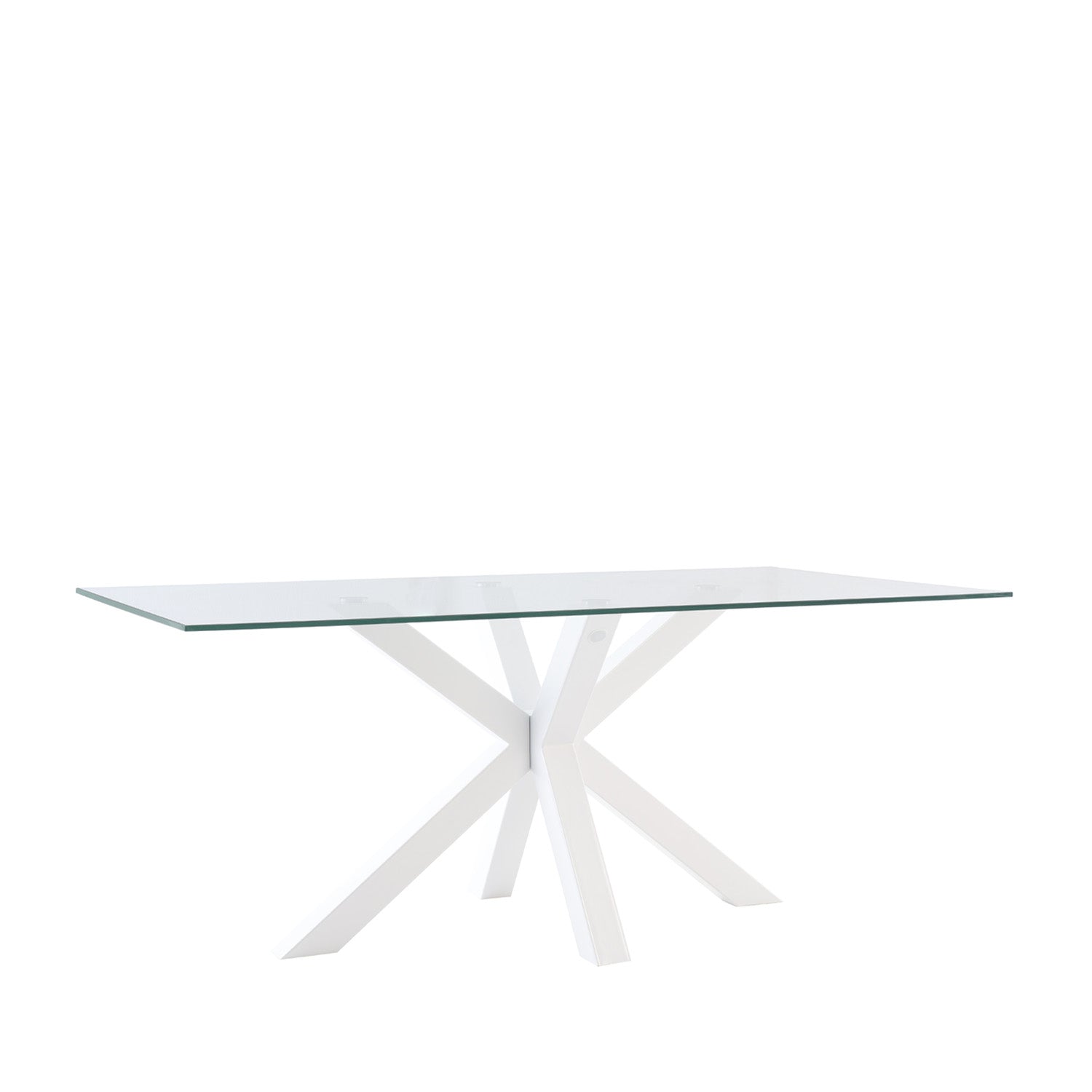 Mesa Demi 160 Cristal/Patas Blanco