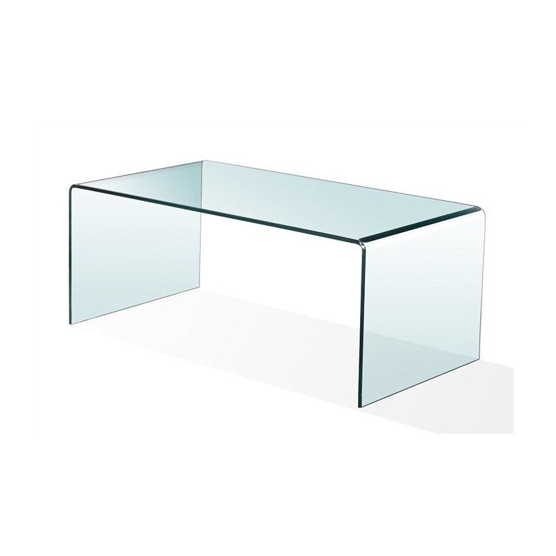 Mesa PALMA, baja, cristal curvado, 100 x 48 cm