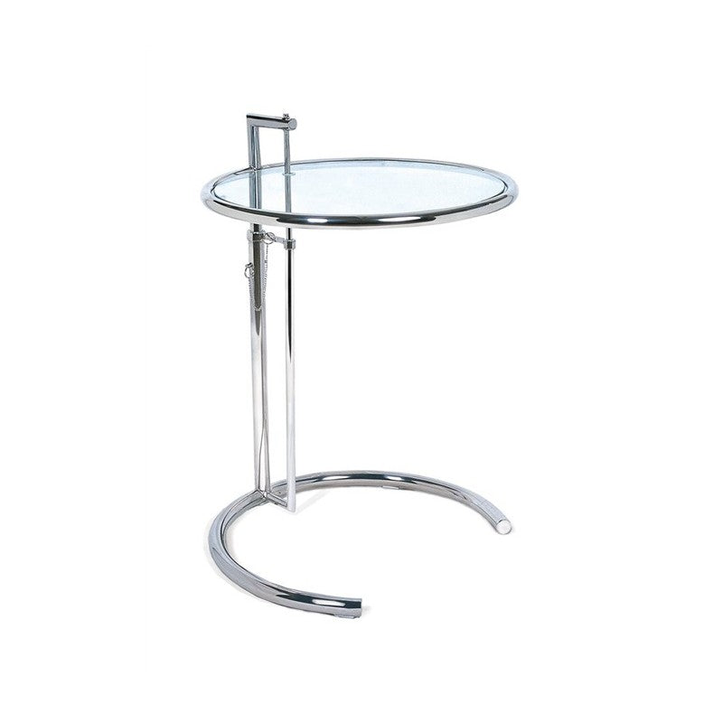 Mesa RONDA, ruedas, cristal transparente, 40 x 40 cms